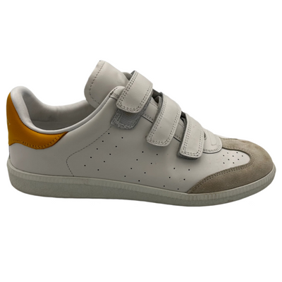 Isabel Marant £345 White & Yellow Leather Velcro Beth Trainers 40