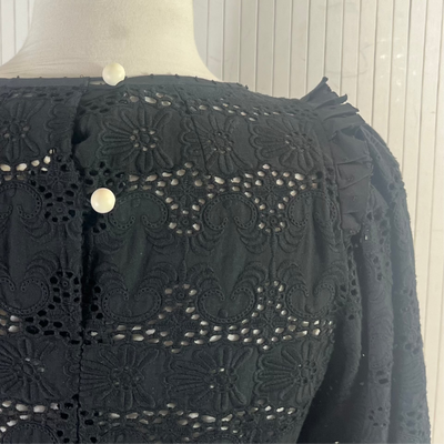 Anna Mason Black Broderie Anglais Blouse XS