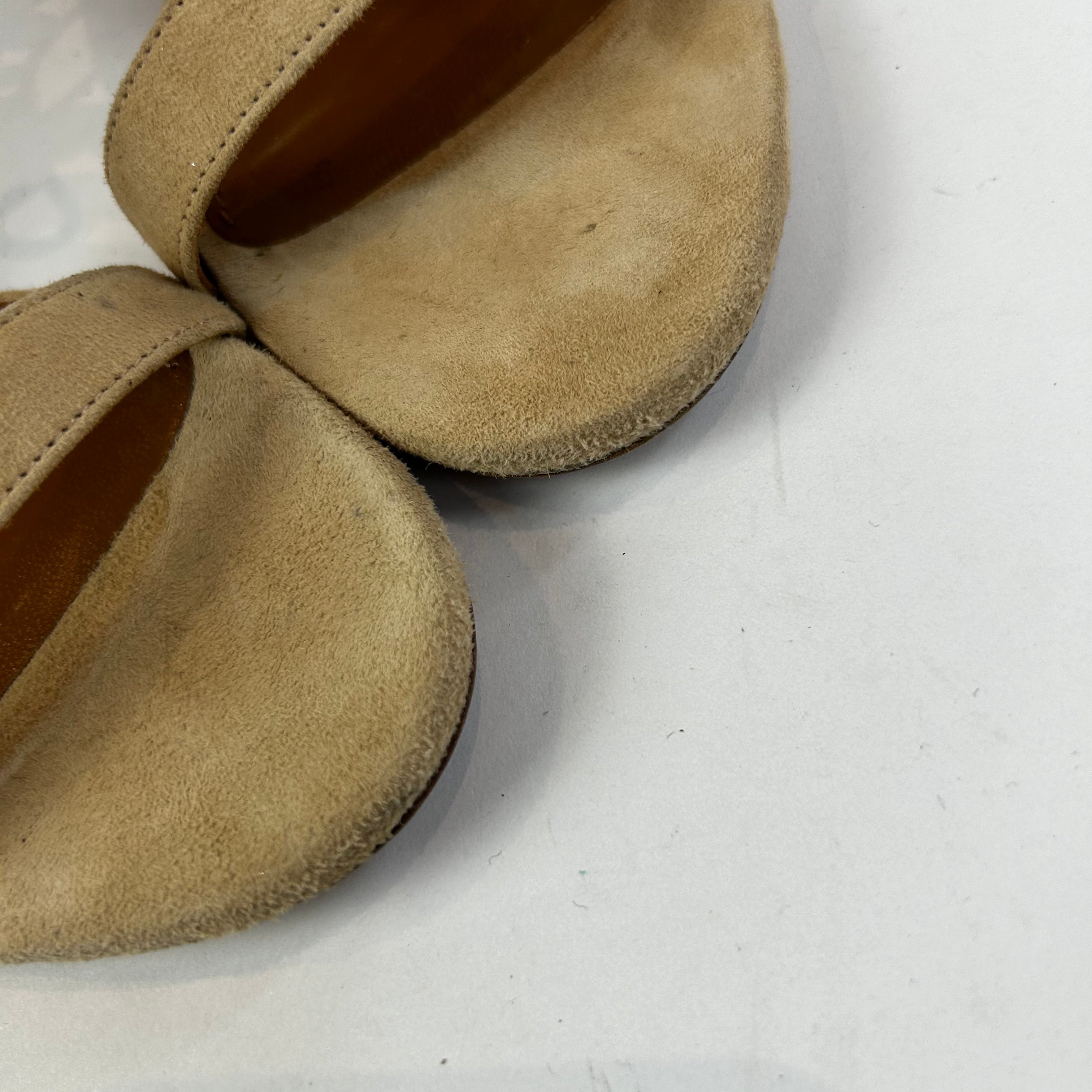 Aquazzura £1330 Cream Suede Moonwalk 105 Sandals 39