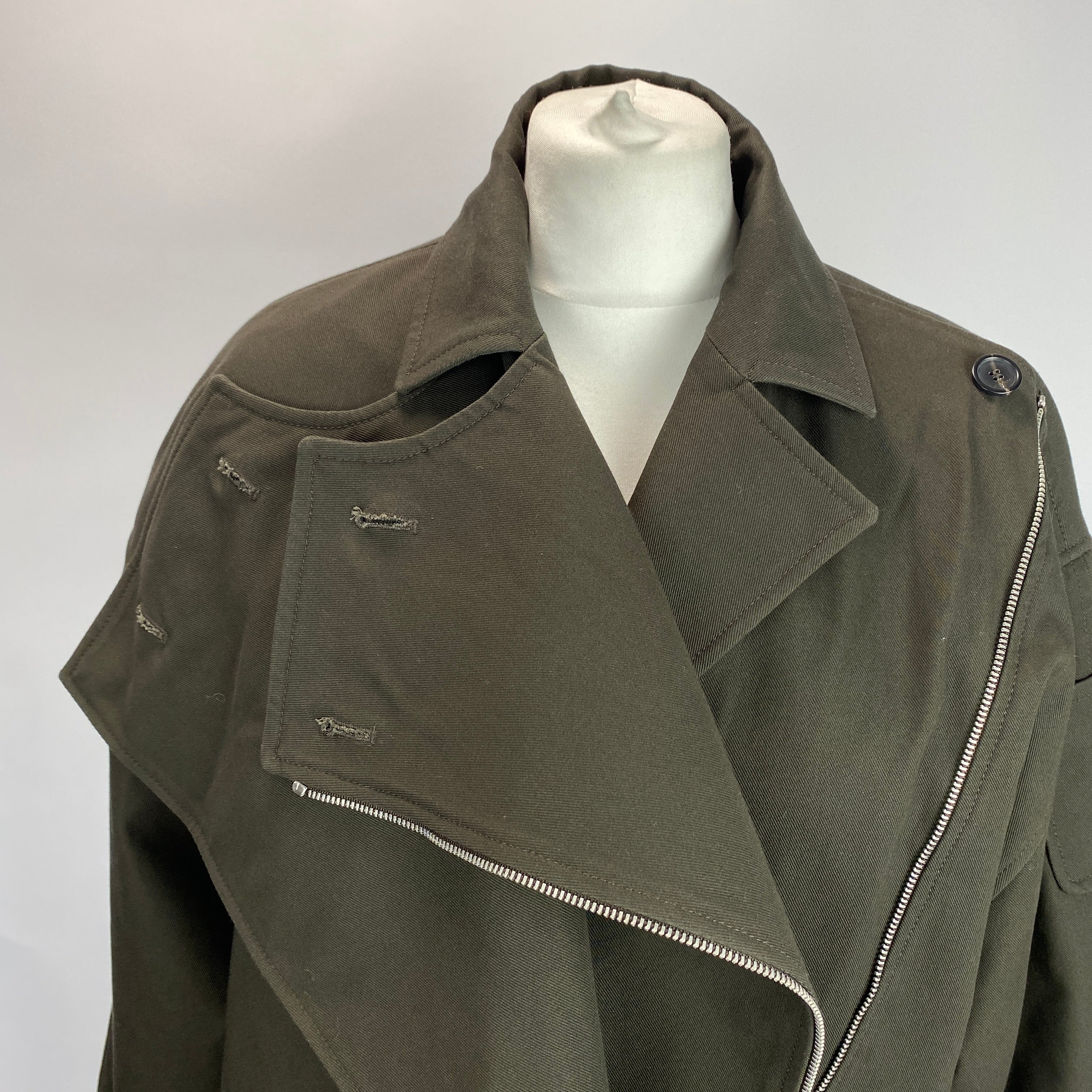 Courrèges New £1640 Chocolate Oblique Trench Jacket XS/S
