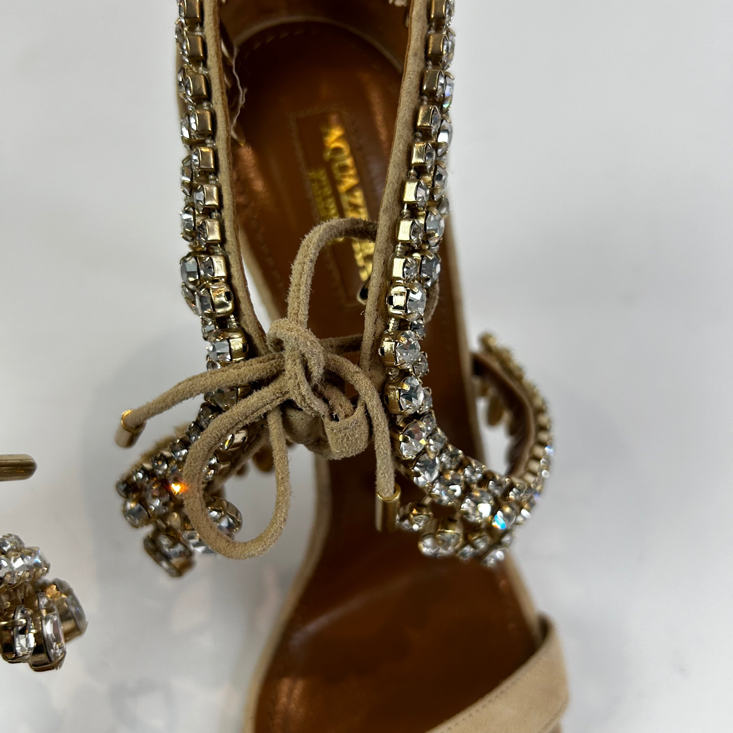 Aquazzura £1330 Cream Suede Moonwalk 105 Sandals 39