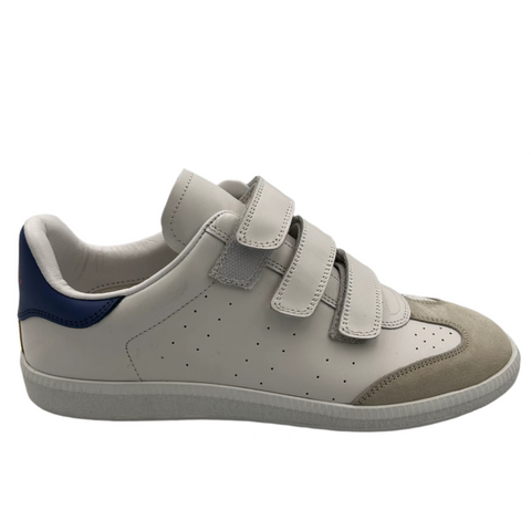 Isabel Marant £345 White & Blue Leather Velcro Beth Trainers 40