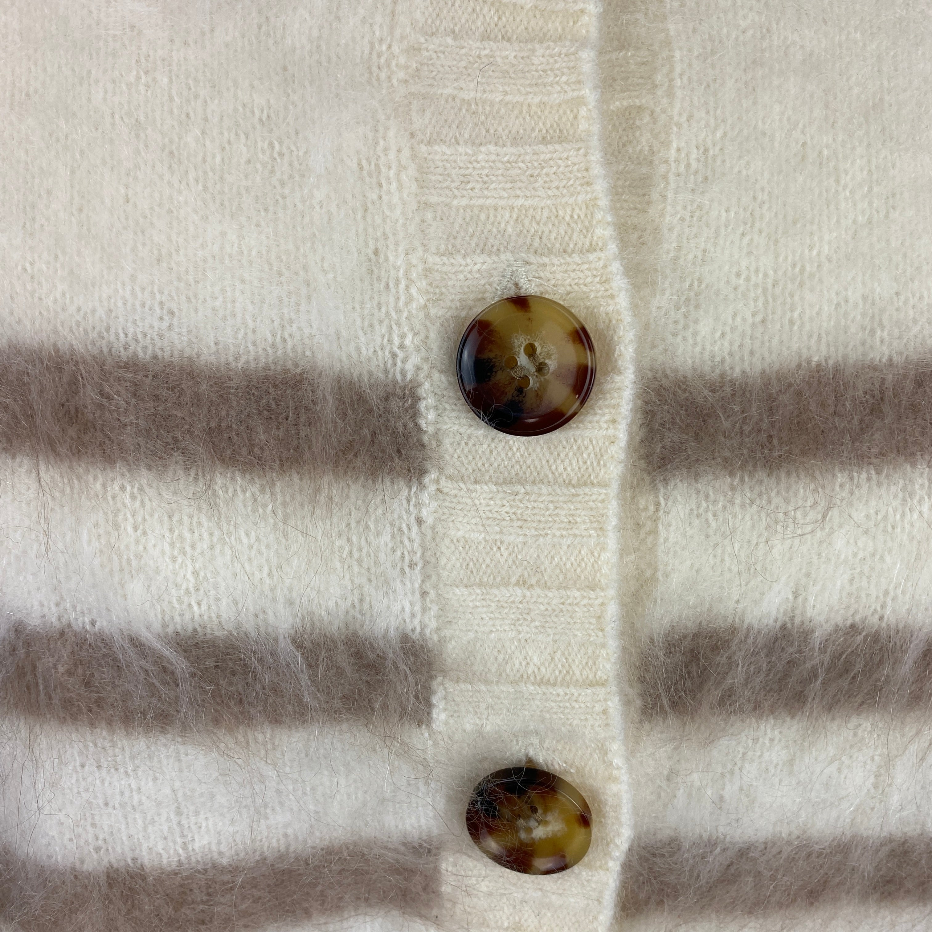 La Ligne £405  Cream & Camel Stripe Brushed Cashmere Cardigan M
