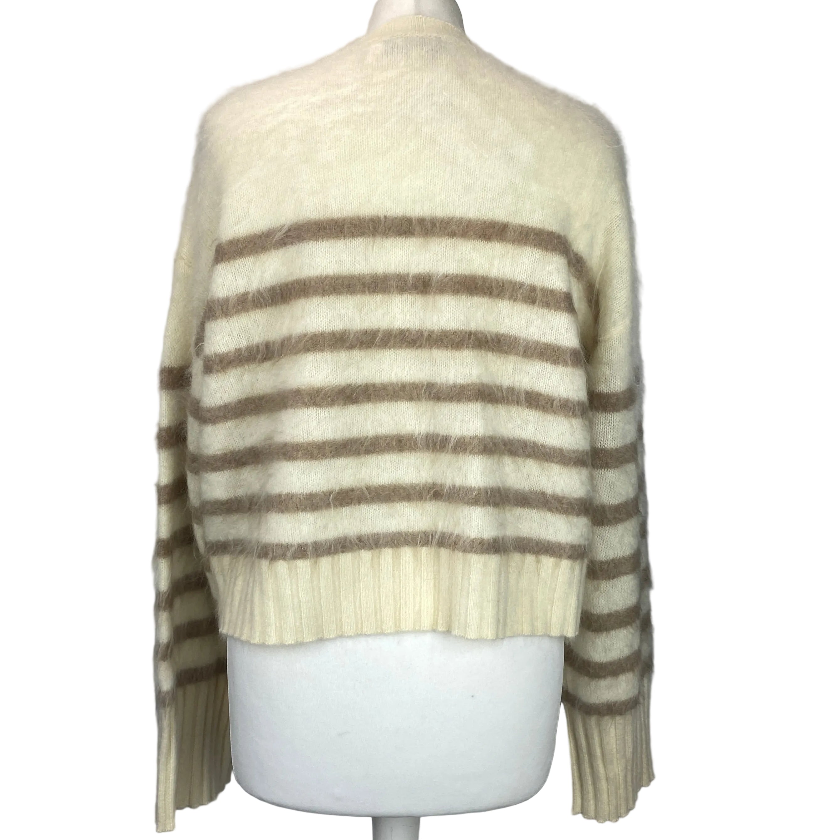 La Ligne £405  Cream & Camel Stripe Brushed Cashmere Cardigan M
