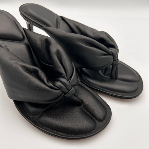 Jacquemus Brand New £300 Padded Black Leather Thong Heels 38