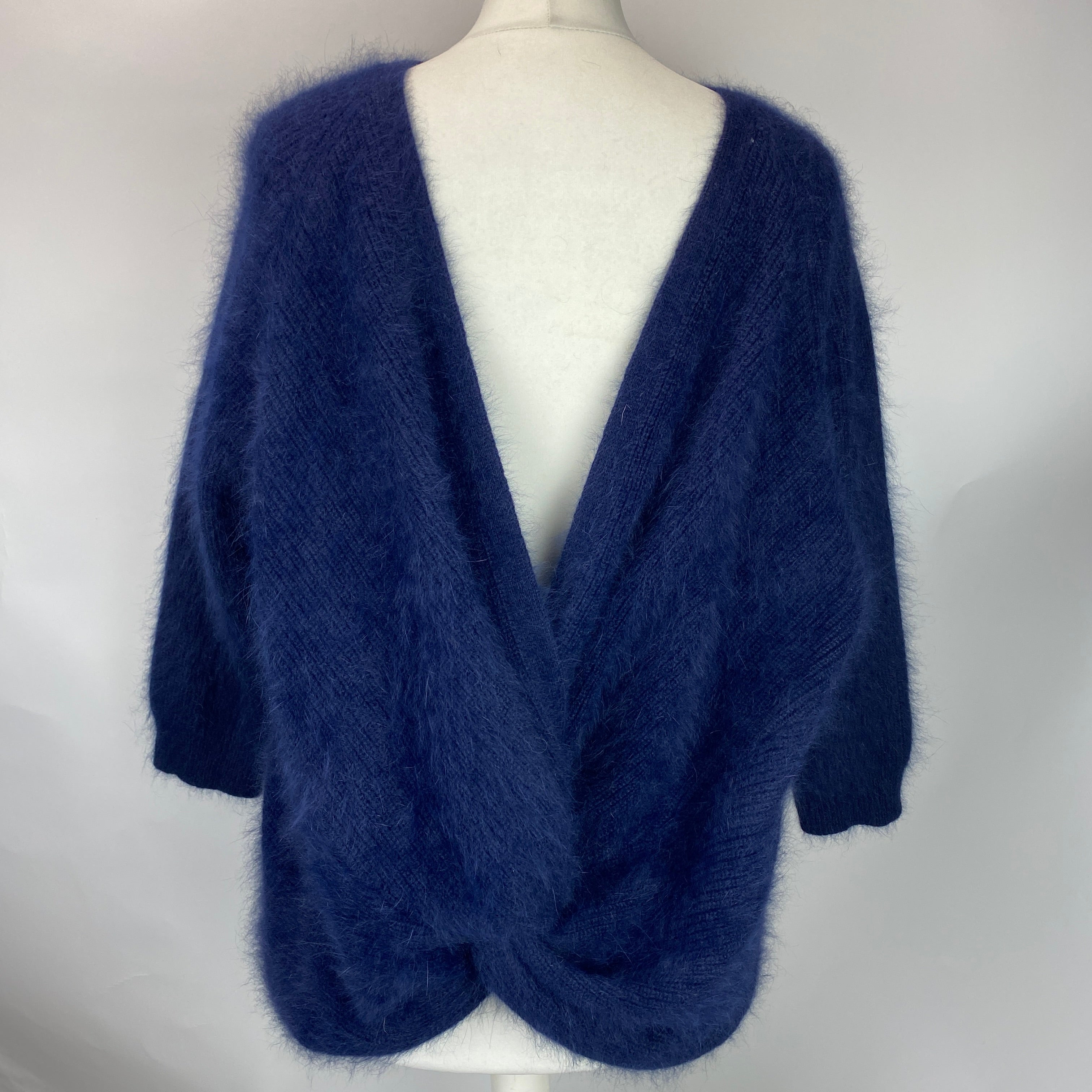 Ba&Sh Navy Brushed Angora Backless Sweater L