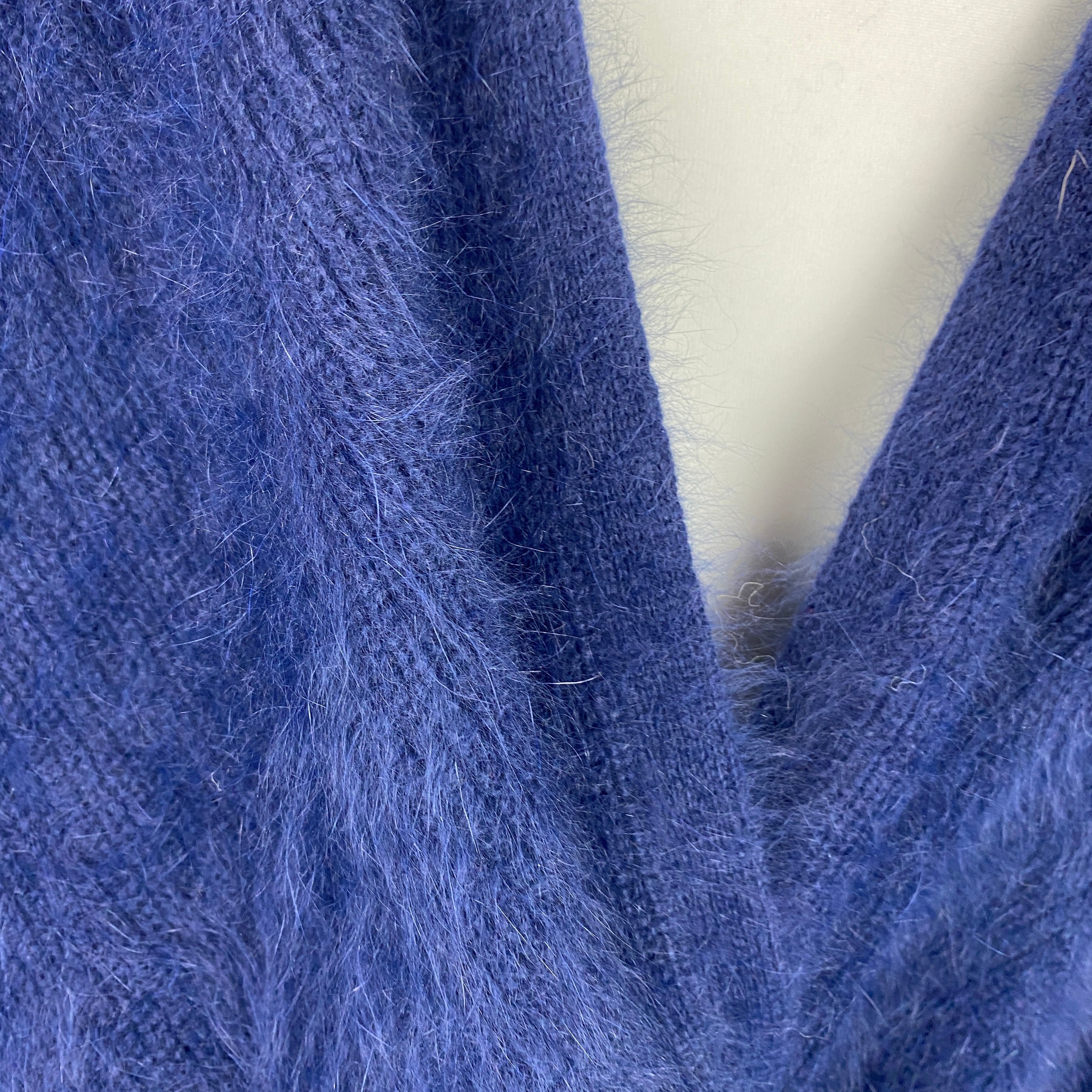 Ba&Sh Navy Brushed Angora Backless Sweater L