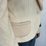 Christian Dior Cream Textured Wool Shawl Collar Curve Jacket S/M