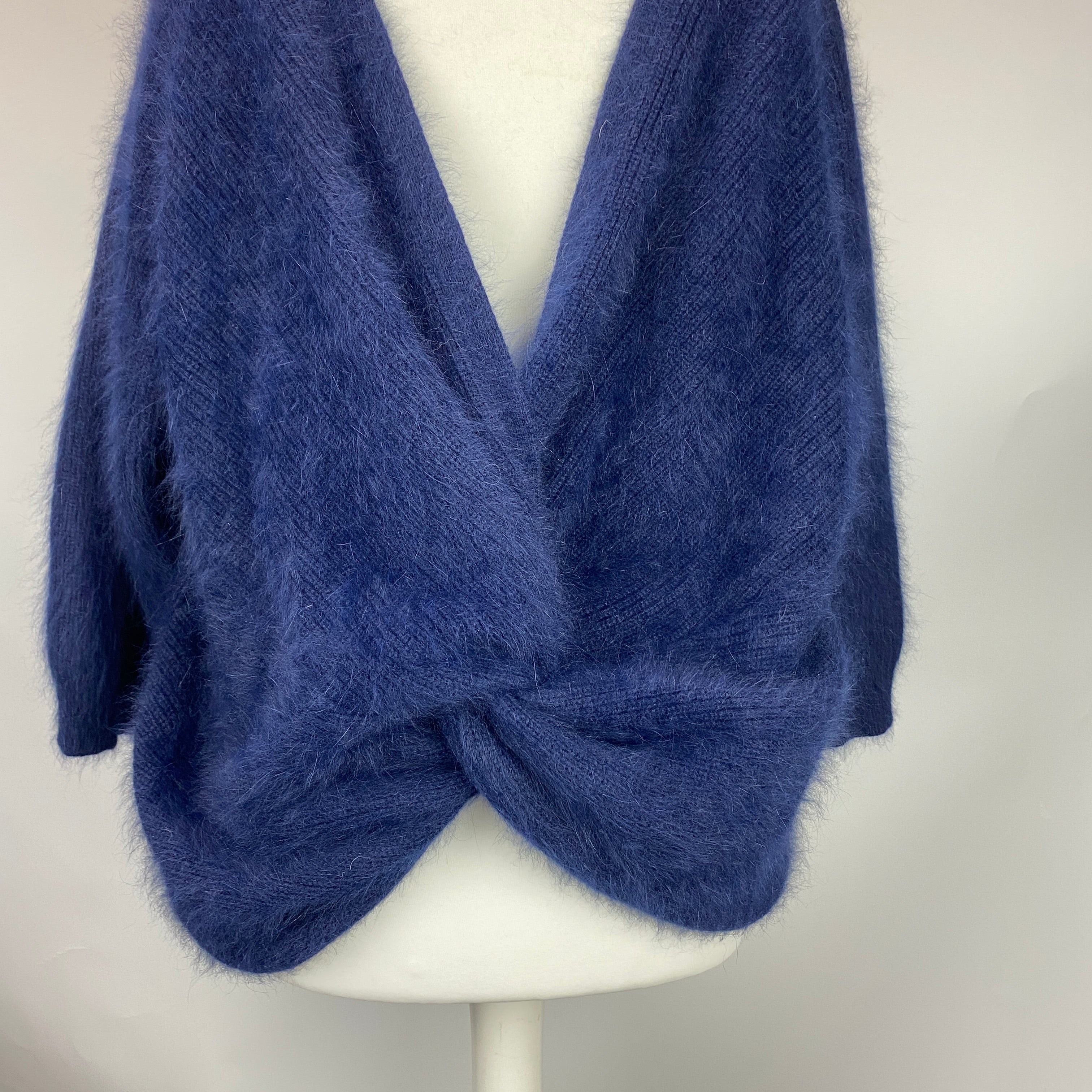Ba&Sh Navy Brushed Angora Backless Sweater L