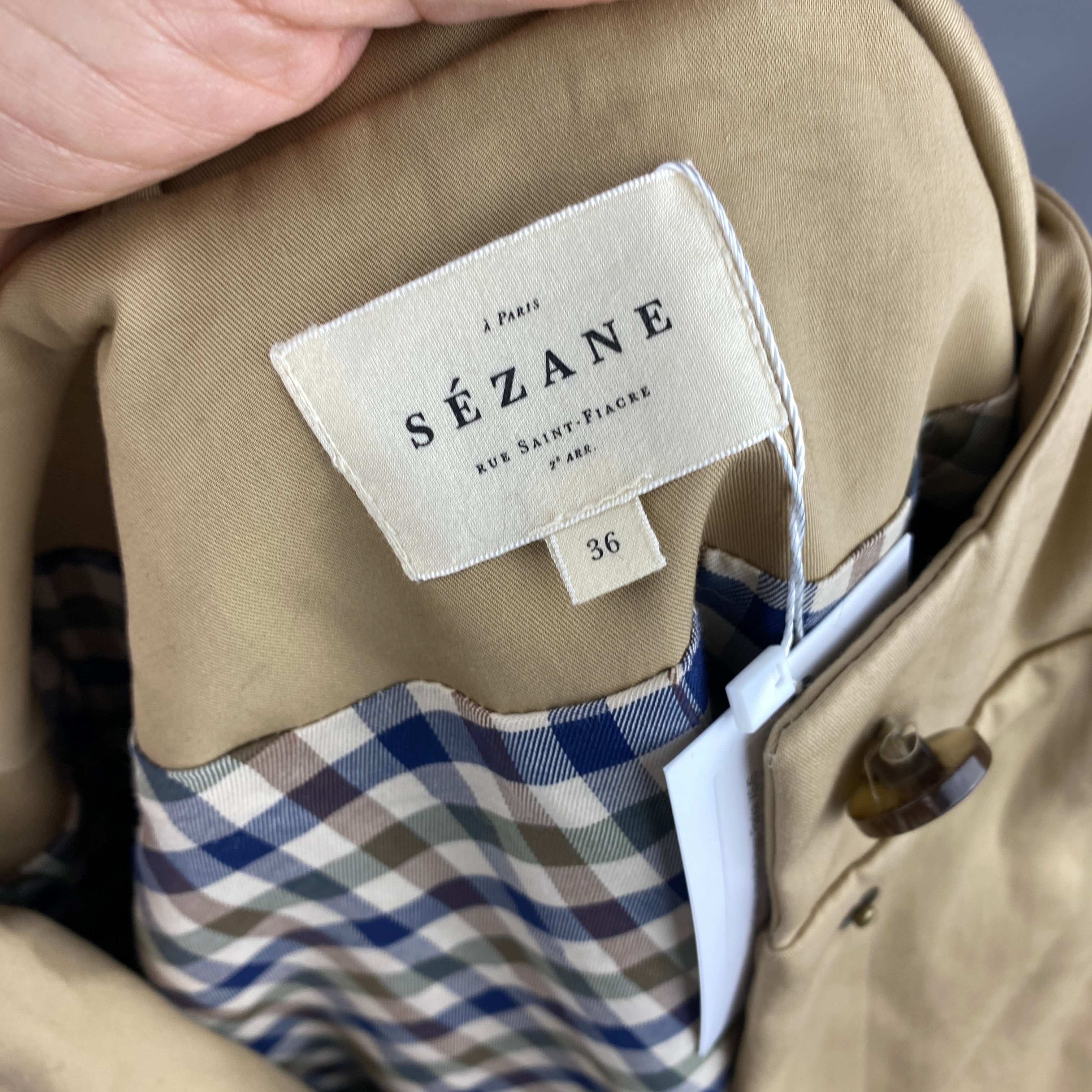Sezane New £285 Sand Cotton Hooded Hugo Parka XS/S