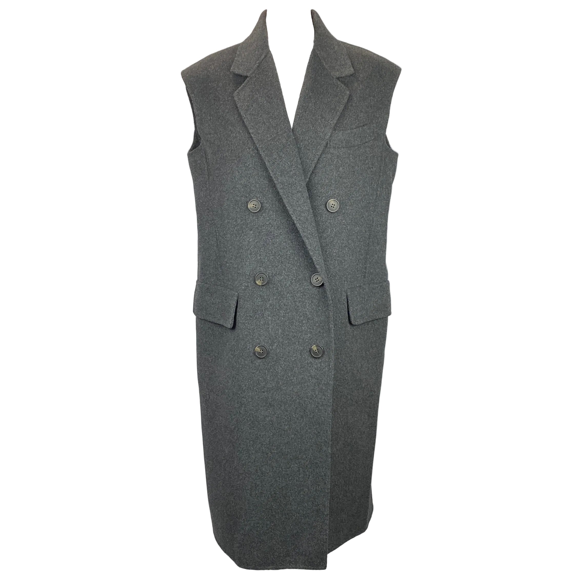 Weekend Max Mara Charcoal Wool Sleeveless Coat S