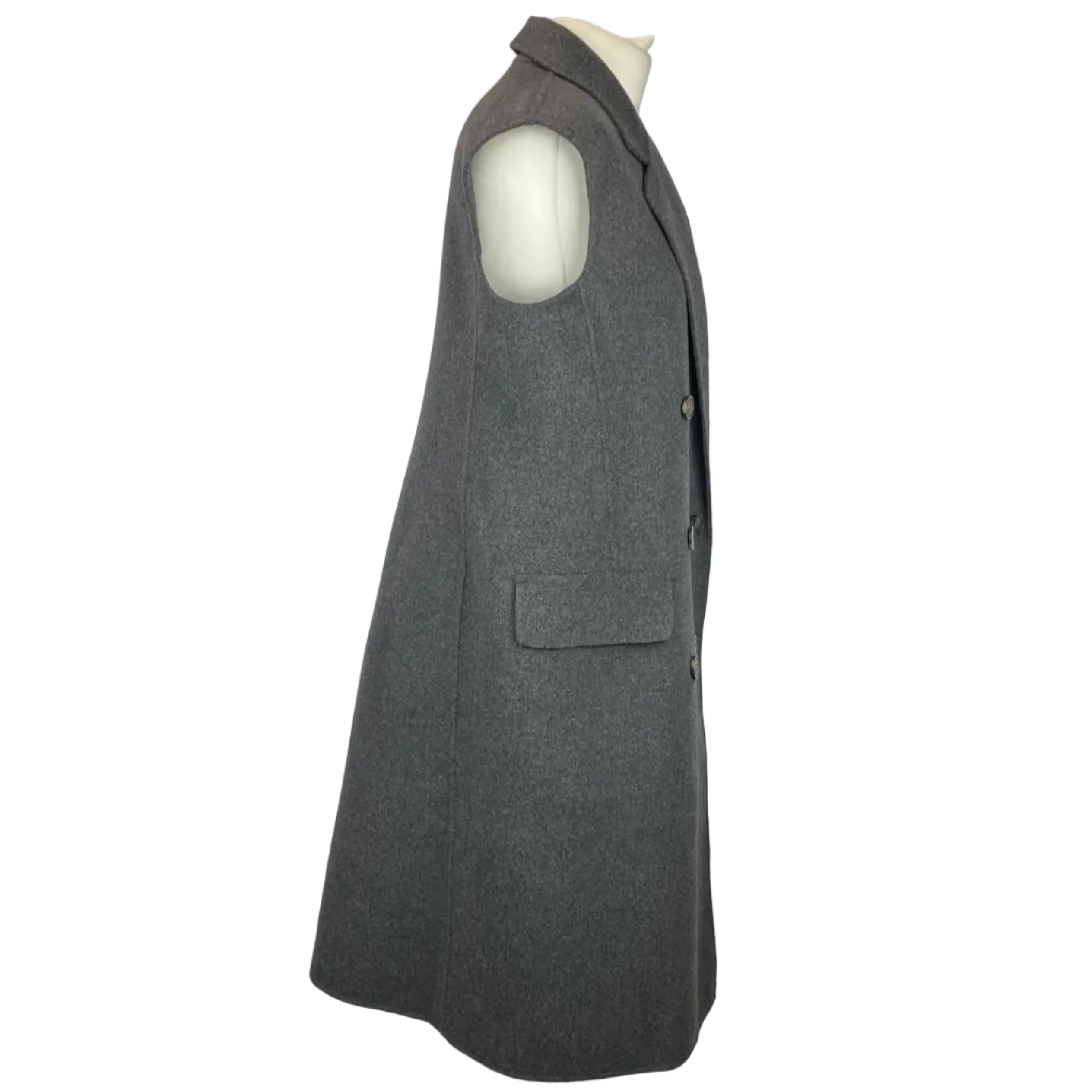 Weekend Max Mara Charcoal Wool Sleeveless Coat S