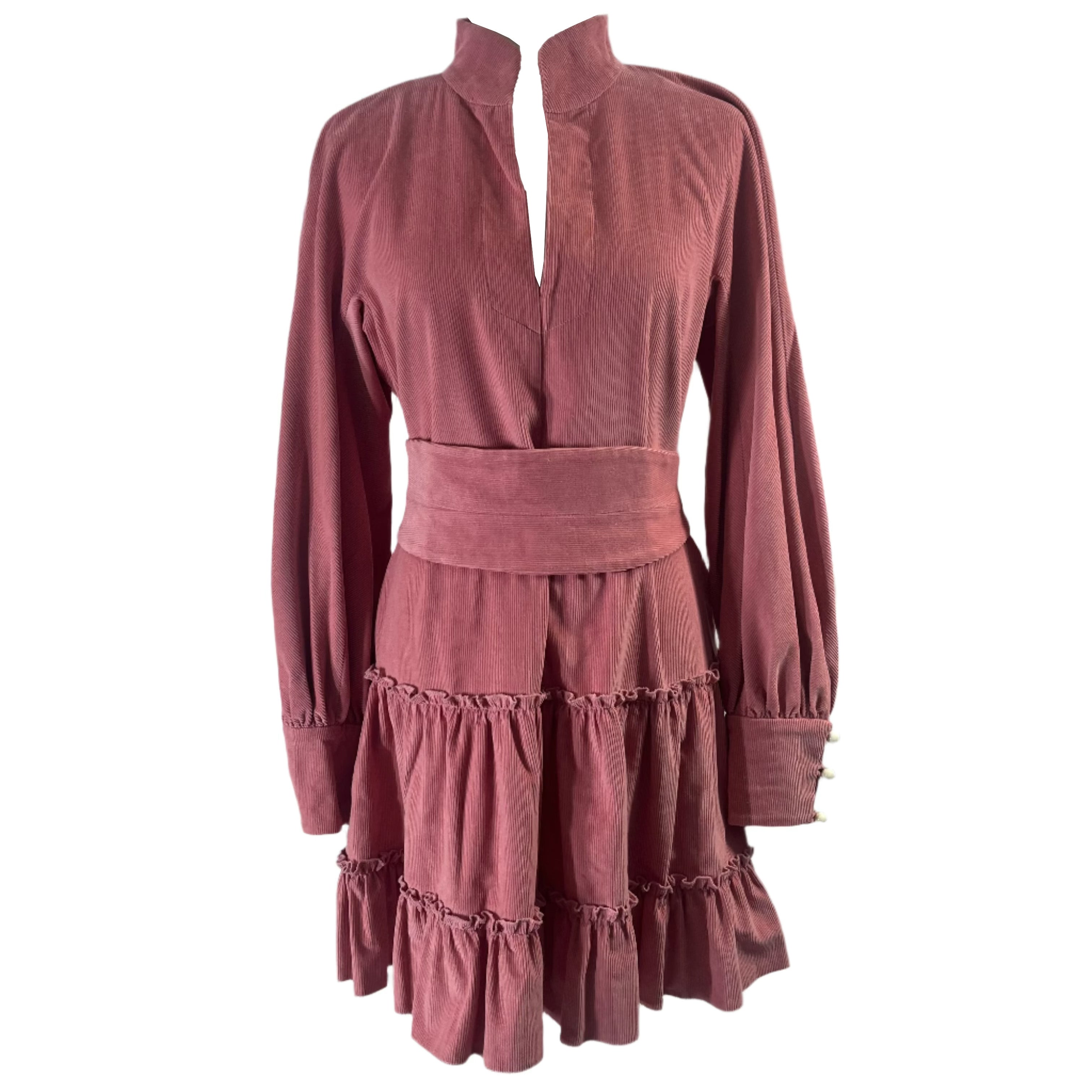 Anna Mason Sorbet Corduroy Tiered Dress XS