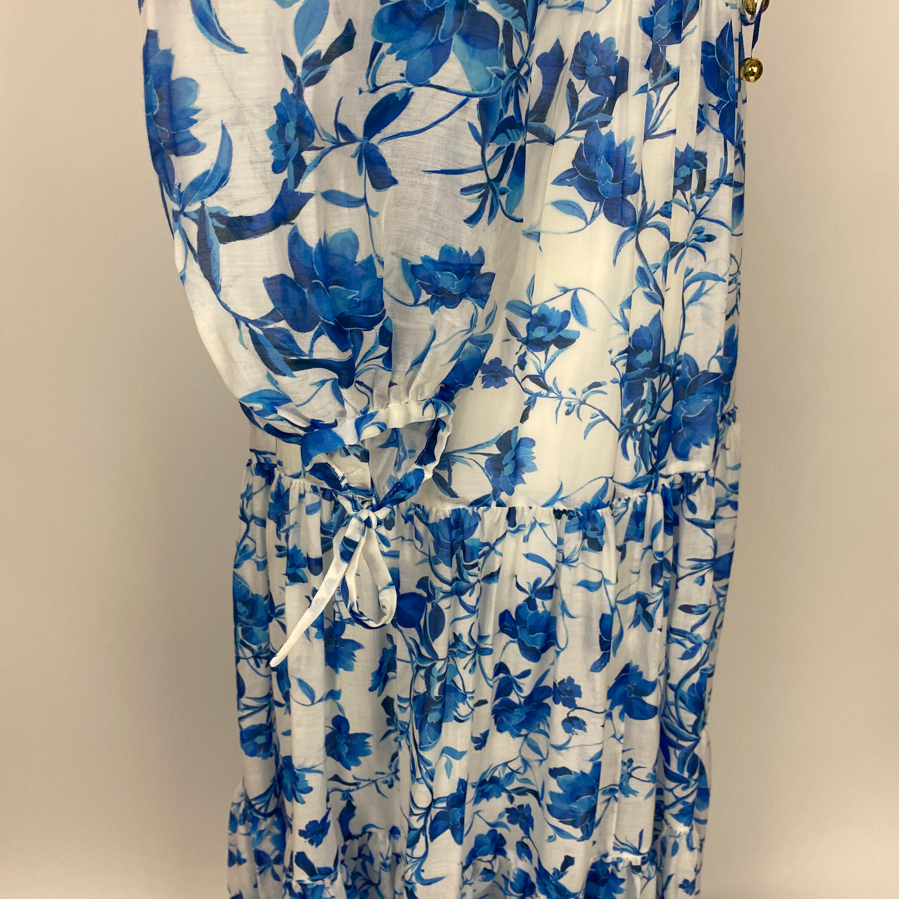 Borgo De Nor New £825 China Blue Toil De Jour Voile Maxi Dress S