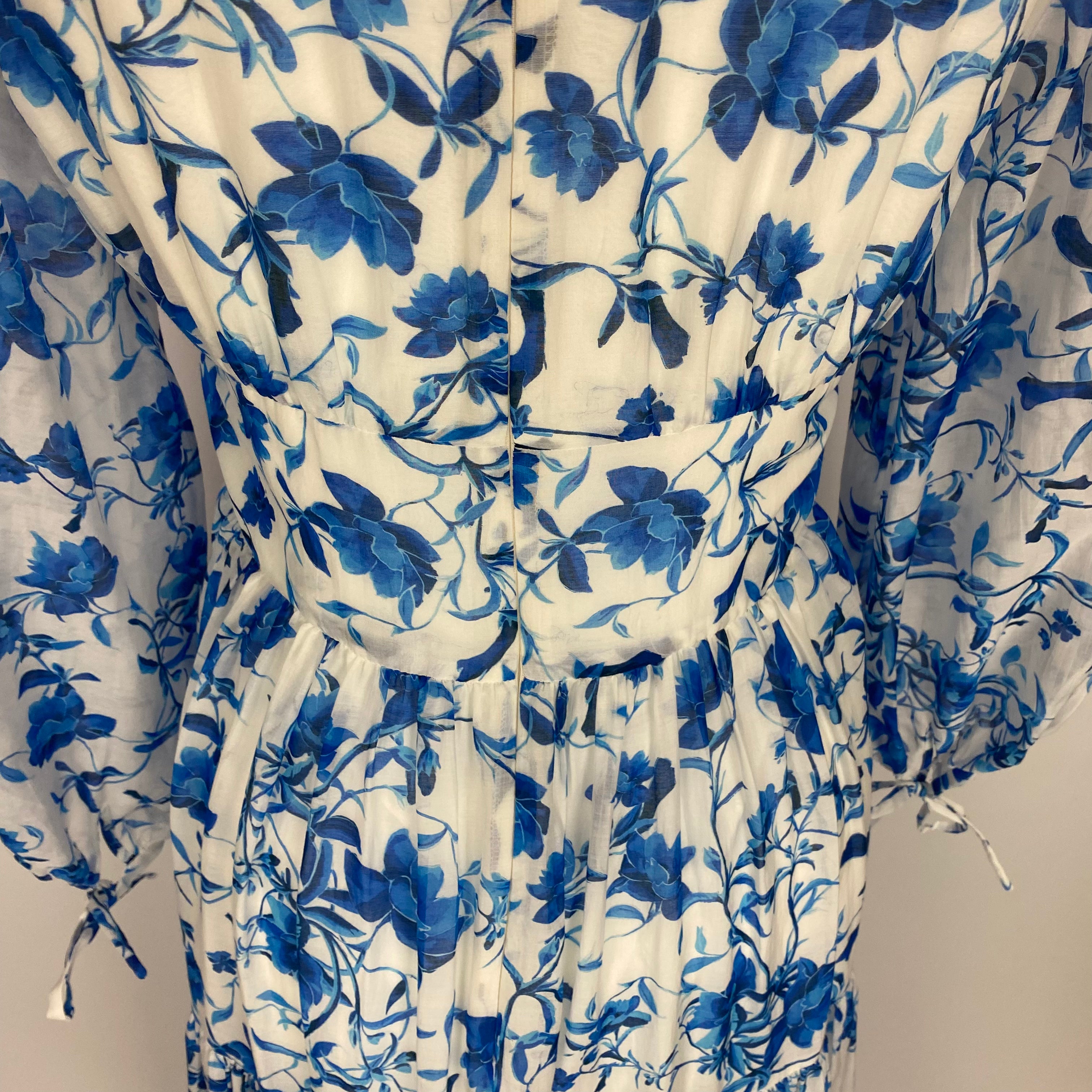 Borgo De Nor New £825 China Blue Toil De Jour Voile Maxi Dress S