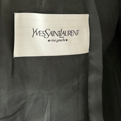 Yves Saint Laurent_Black Crackled Leather Trench Coat_FR38