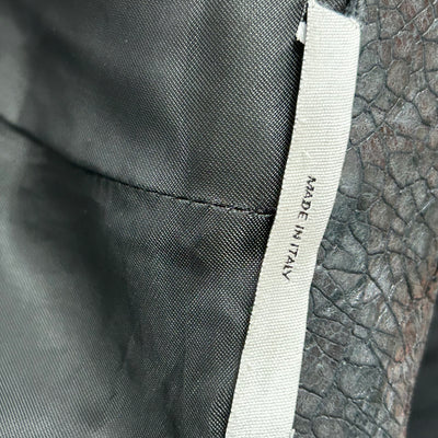 Yves Saint Laurent_Black Crackled Leather Trench Coat_FR38