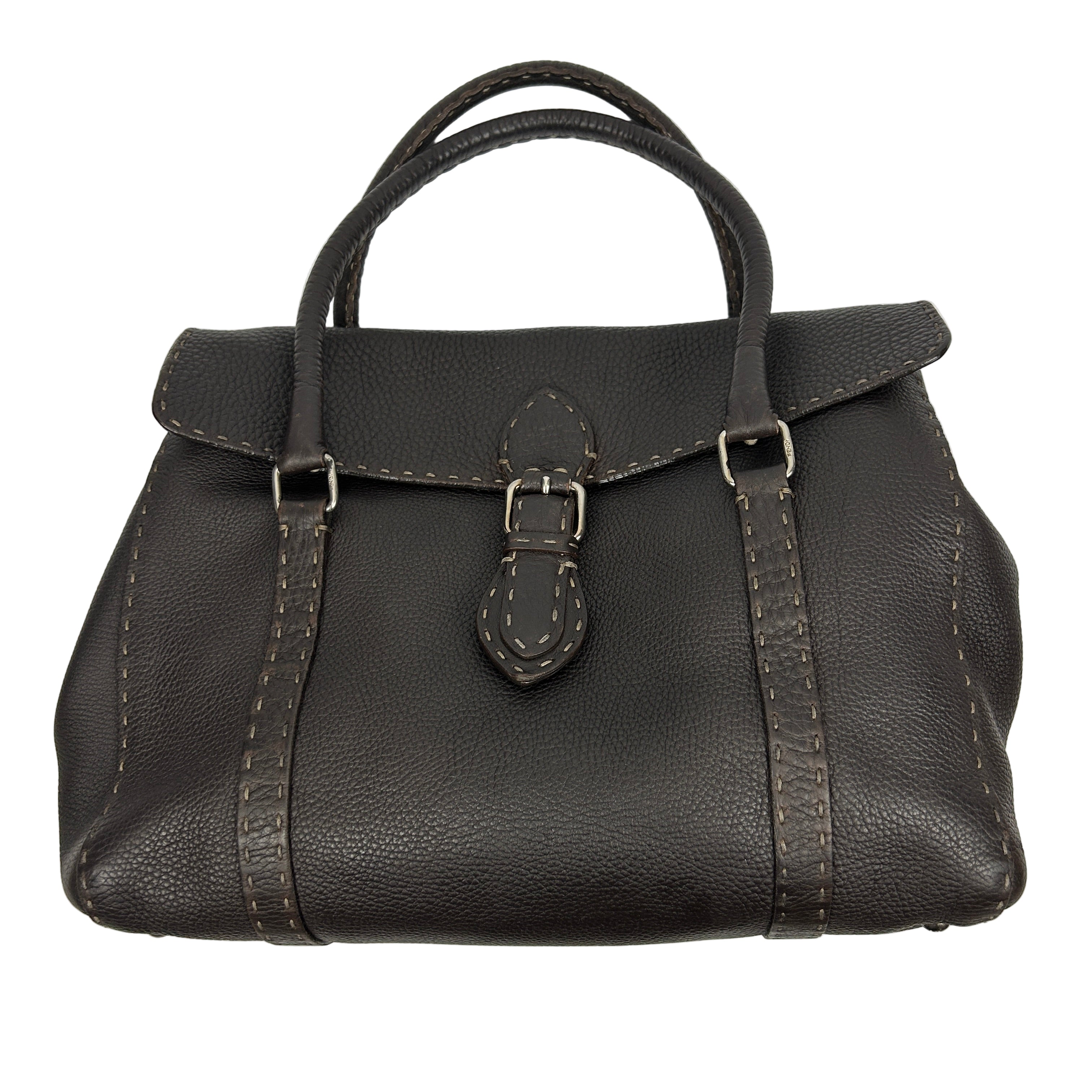 Fendi Selleria Espresso Large Flap Tote Bag