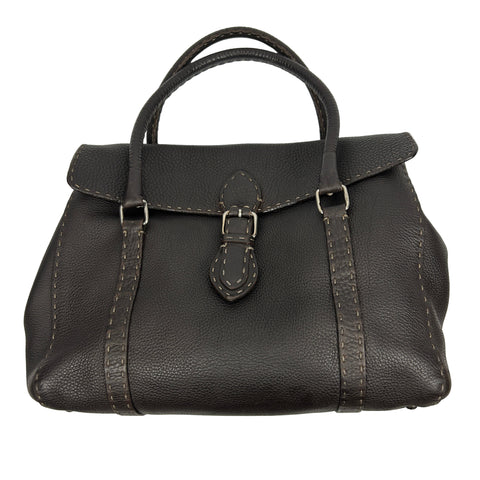 Fendi Selleria Espresso Large Flap Tote Bag