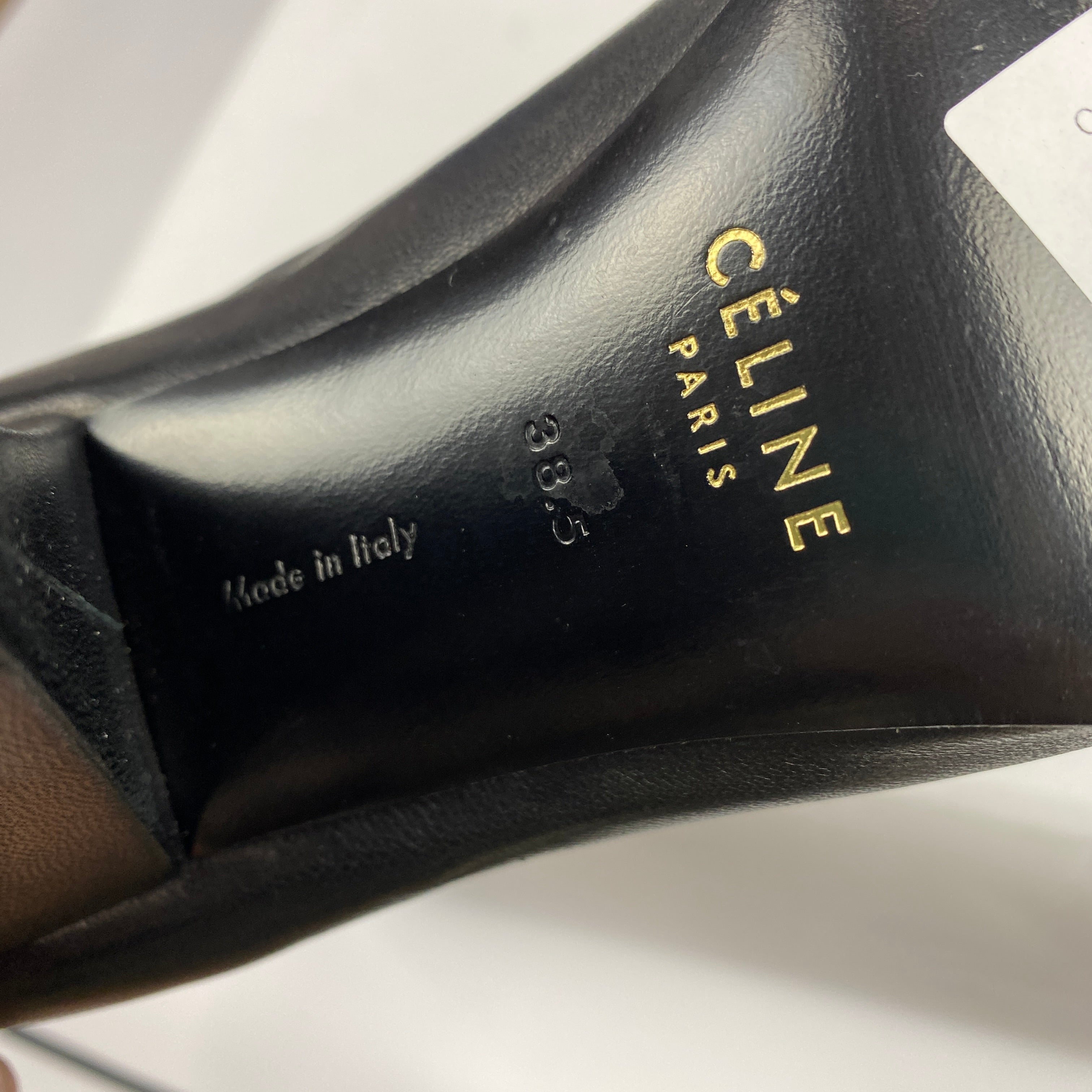 Celine Phoebe Philo Black Leather Soft V-Neck Leather Pumps 38.5
