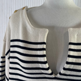 Celine £930 Cream & Black Stripe Thick Cotton Knit Sweater XS/S/M/L/XL