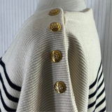 Celine £930 Cream & Black Stripe Thick Cotton Knit Sweater XS/S/M/L/XL