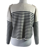 Celine £930 Cream & Black Stripe Thick Cotton Knit Sweater XS/S/M/L/XL