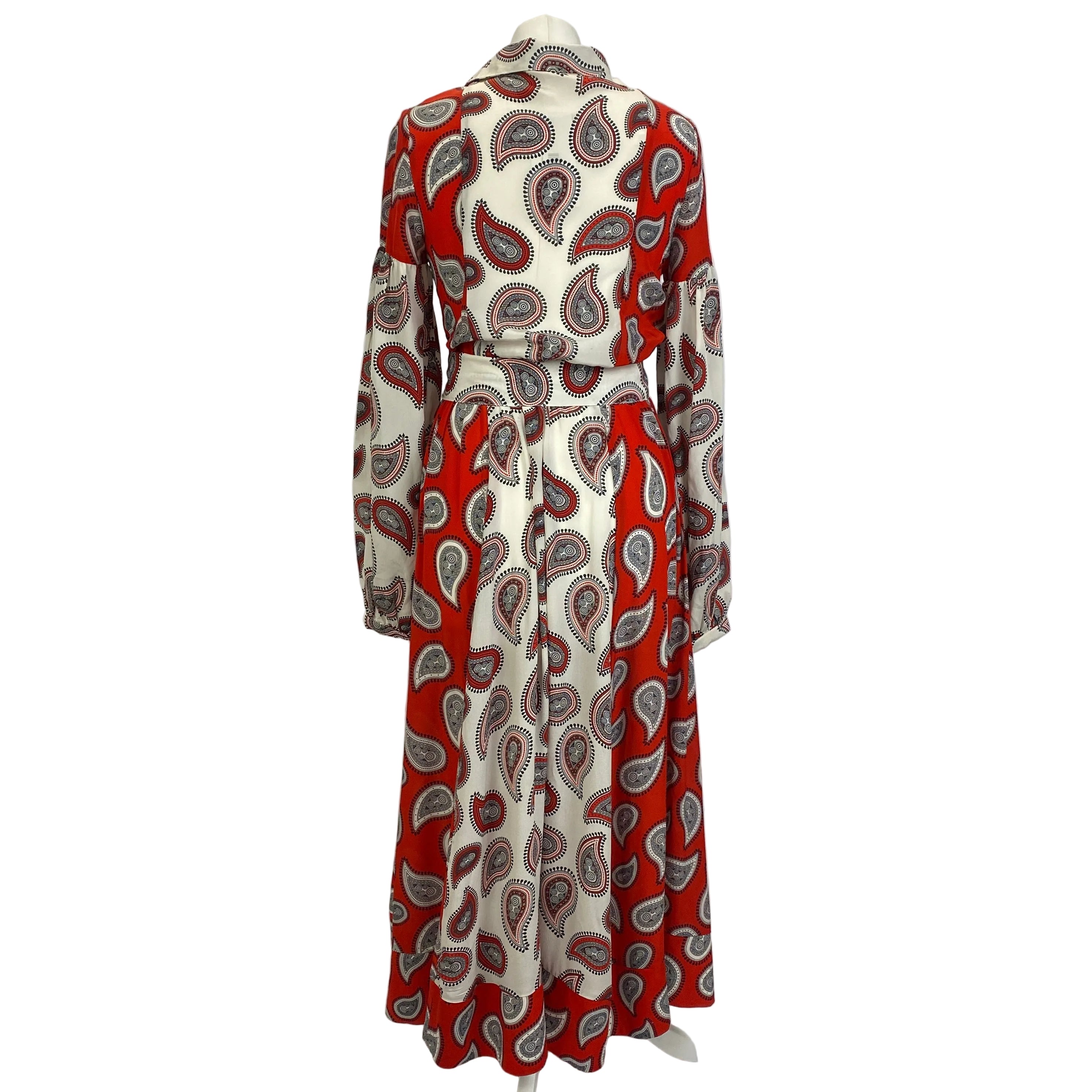 Dodo Bar Or Scarlet & Ivory Paisley Silk Maxi Dress XS