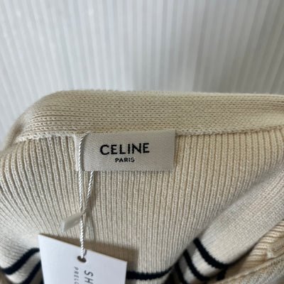 Celine £930 Cream & Black Stripe Thick Cotton Knit Sweater XS/S/M/L/XL