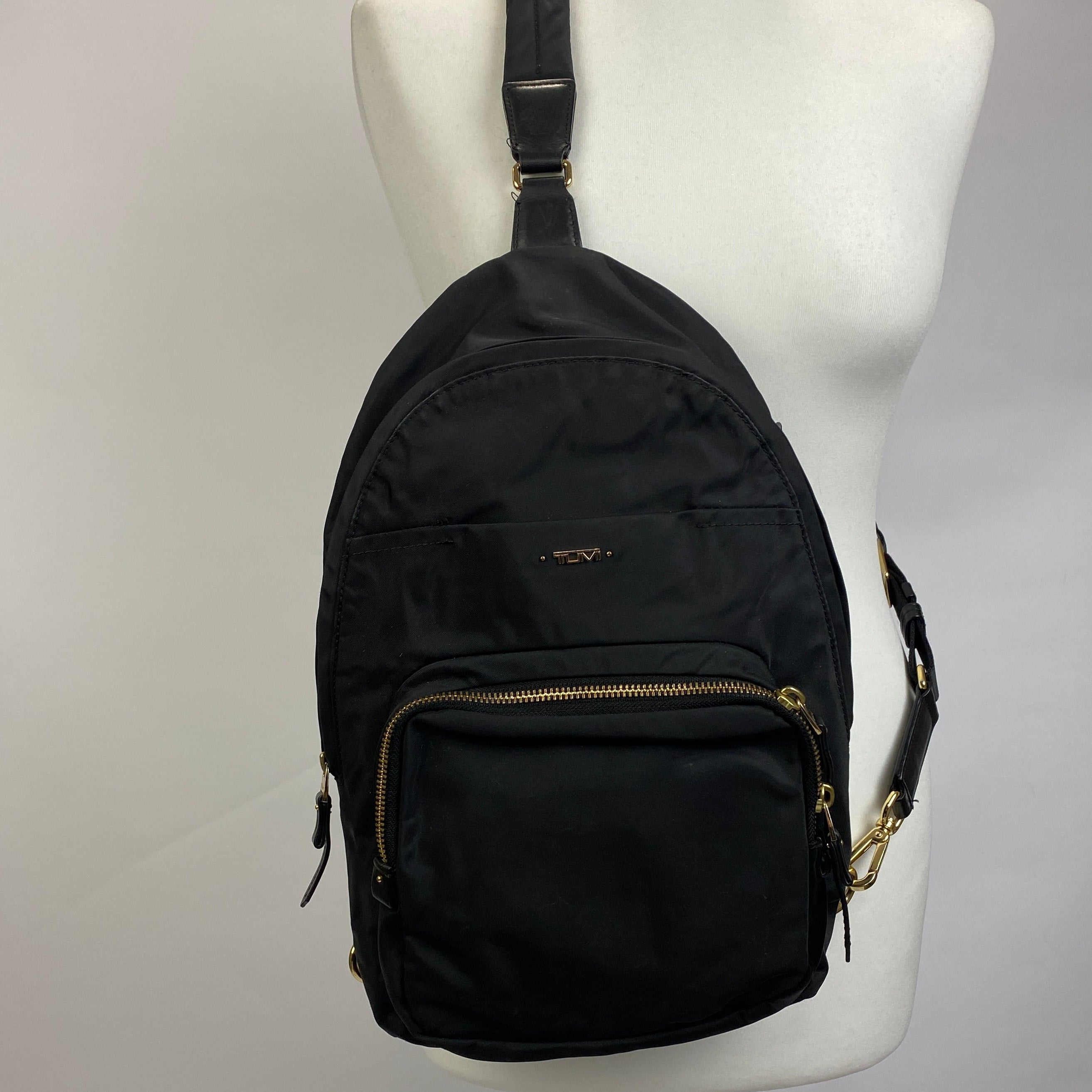 Tumi £350 Black Nylon Voyageur Carson Crossbody Backpack