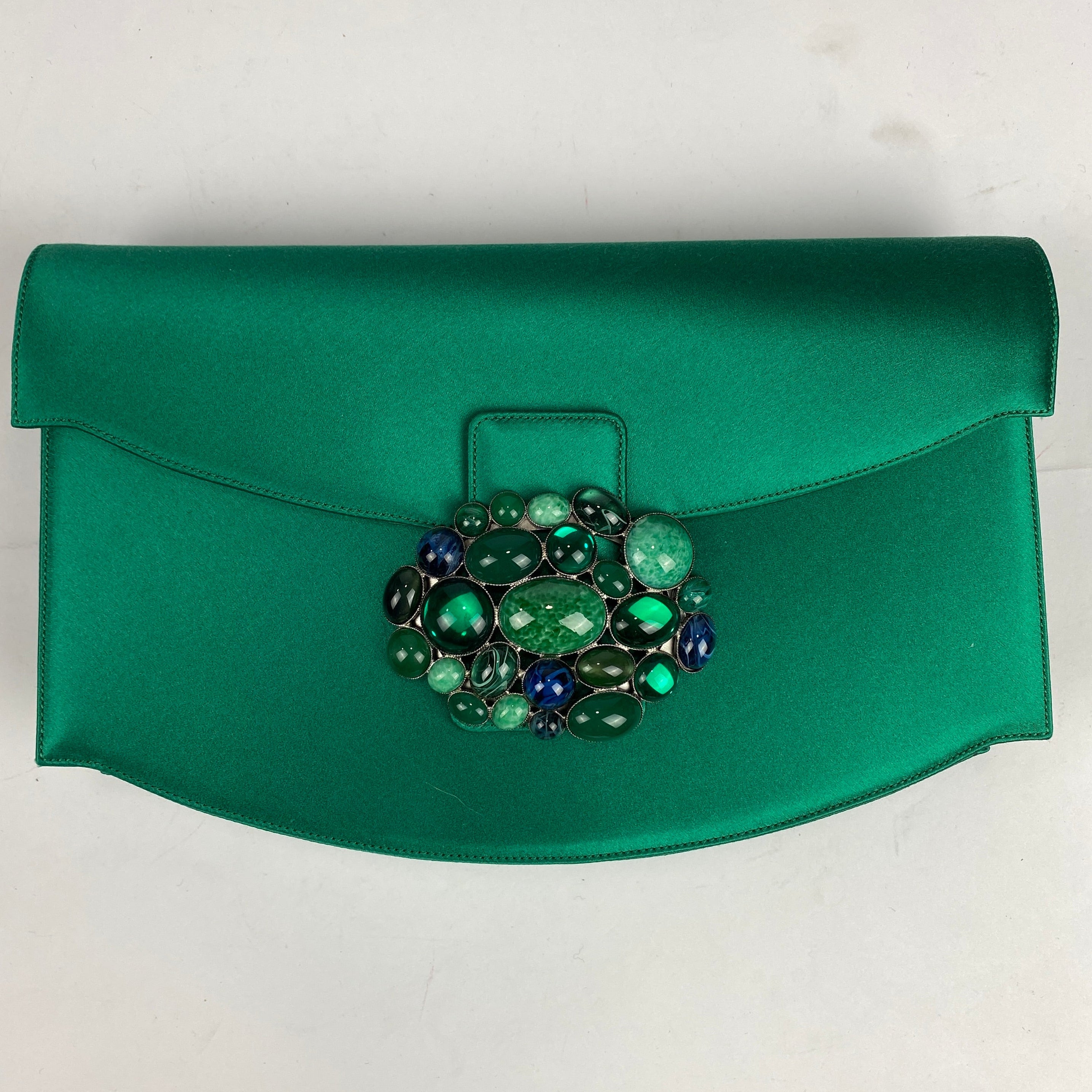 Renaud Pellegrino New Emerald Silk & Cabochon Evening Bag