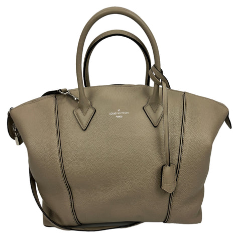 Louis Vuitton £2988 Putty Pebbled Calfskin Lockit MM Handbag