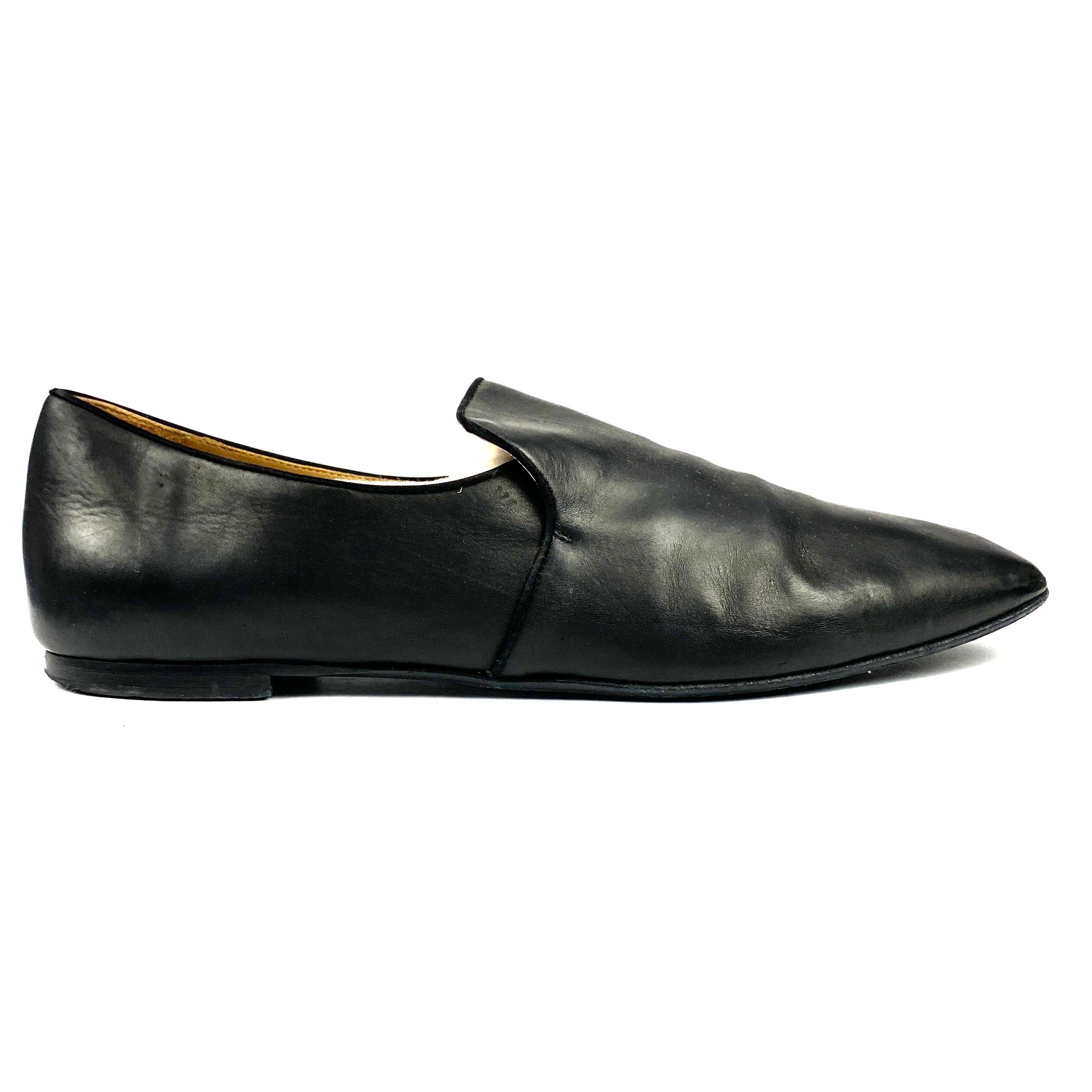 The Row Black Leather Alys Loafers 40.5