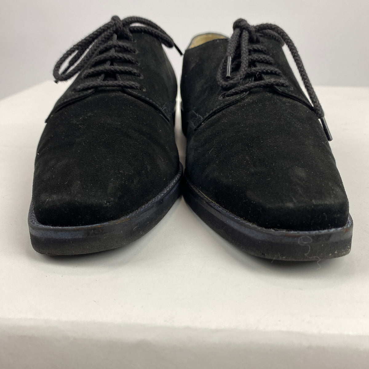 Manolo Blahnik New Black Suede Square Toe Lace-Ups 36