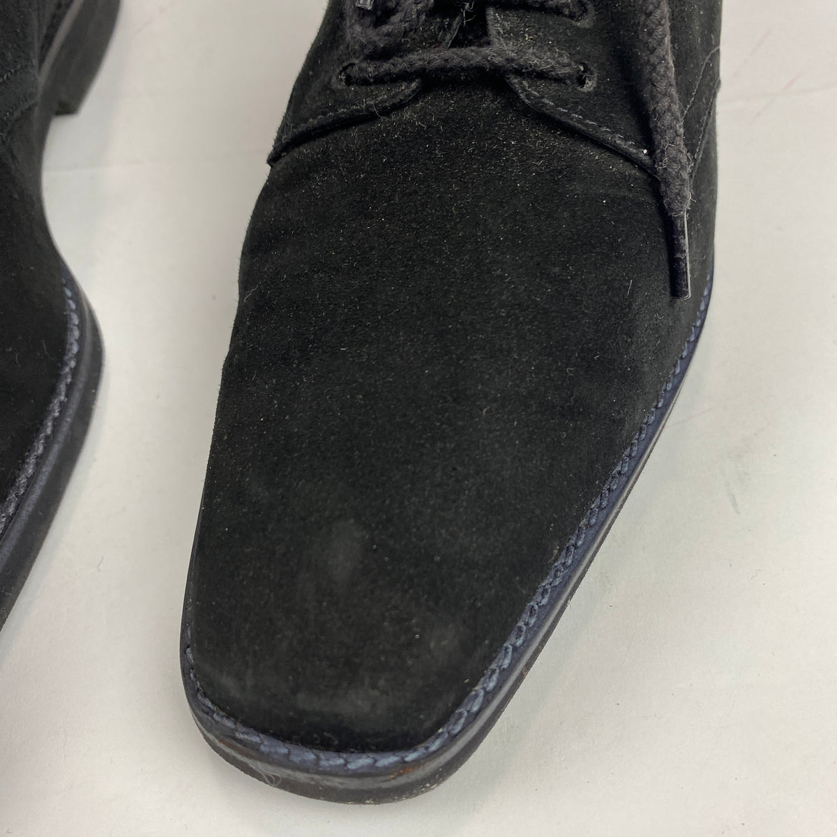 Manolo Blahnik New Black Suede Square Toe Lace-Ups 36