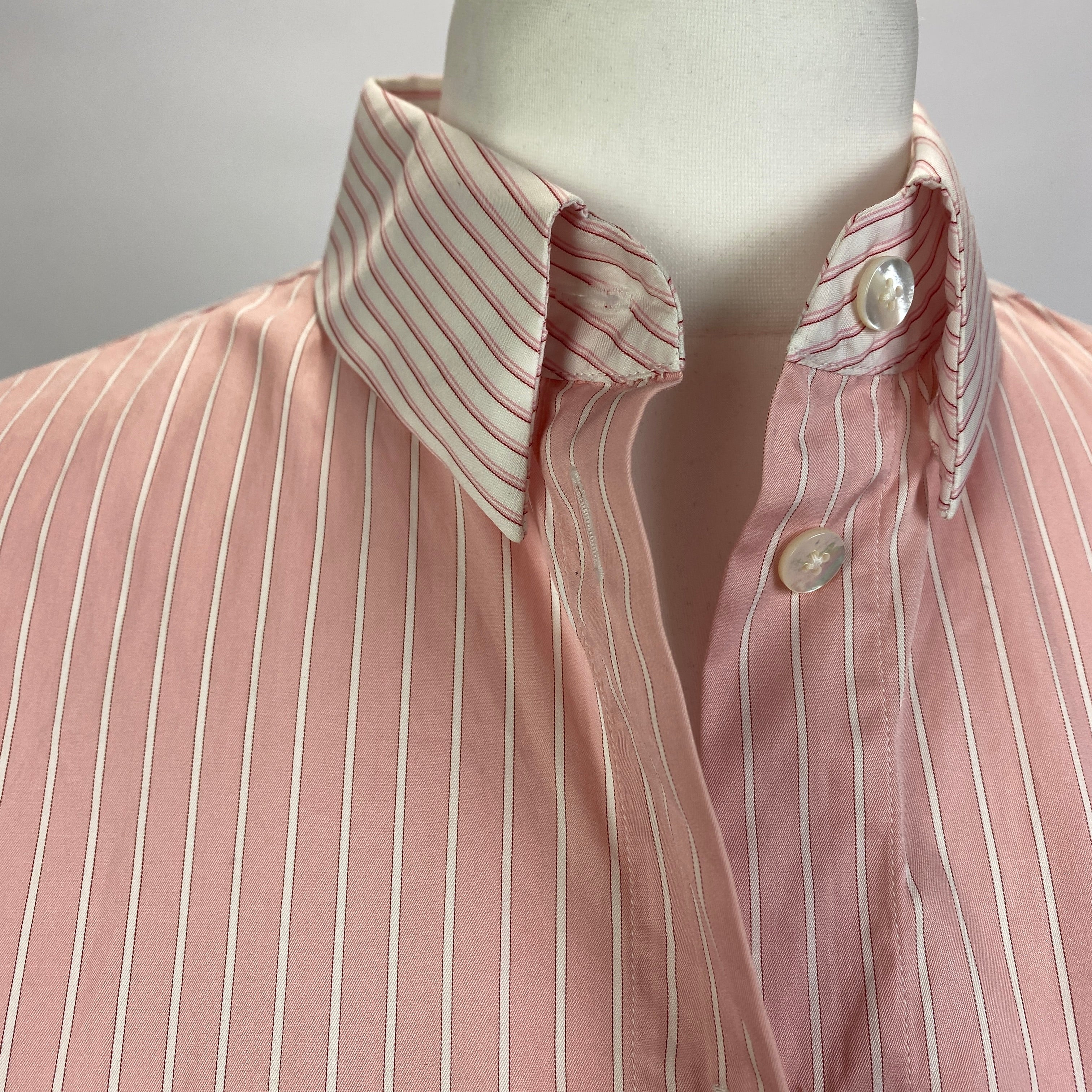 Martin Margiela New Pink Pinstripe Cotton Polin Shirt XS