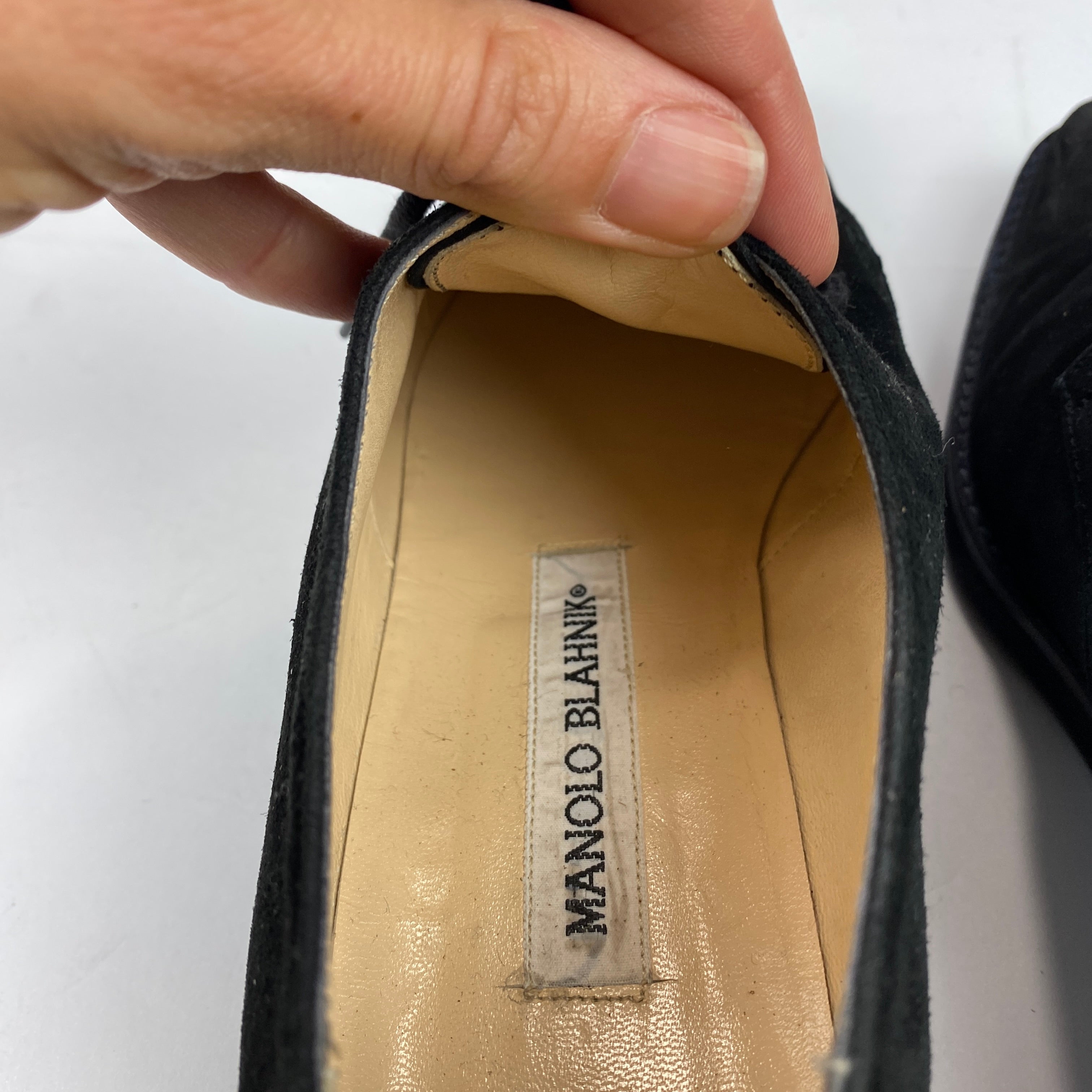 Manolo Blahnik New Black Suede Square Toe Lace-Ups 36