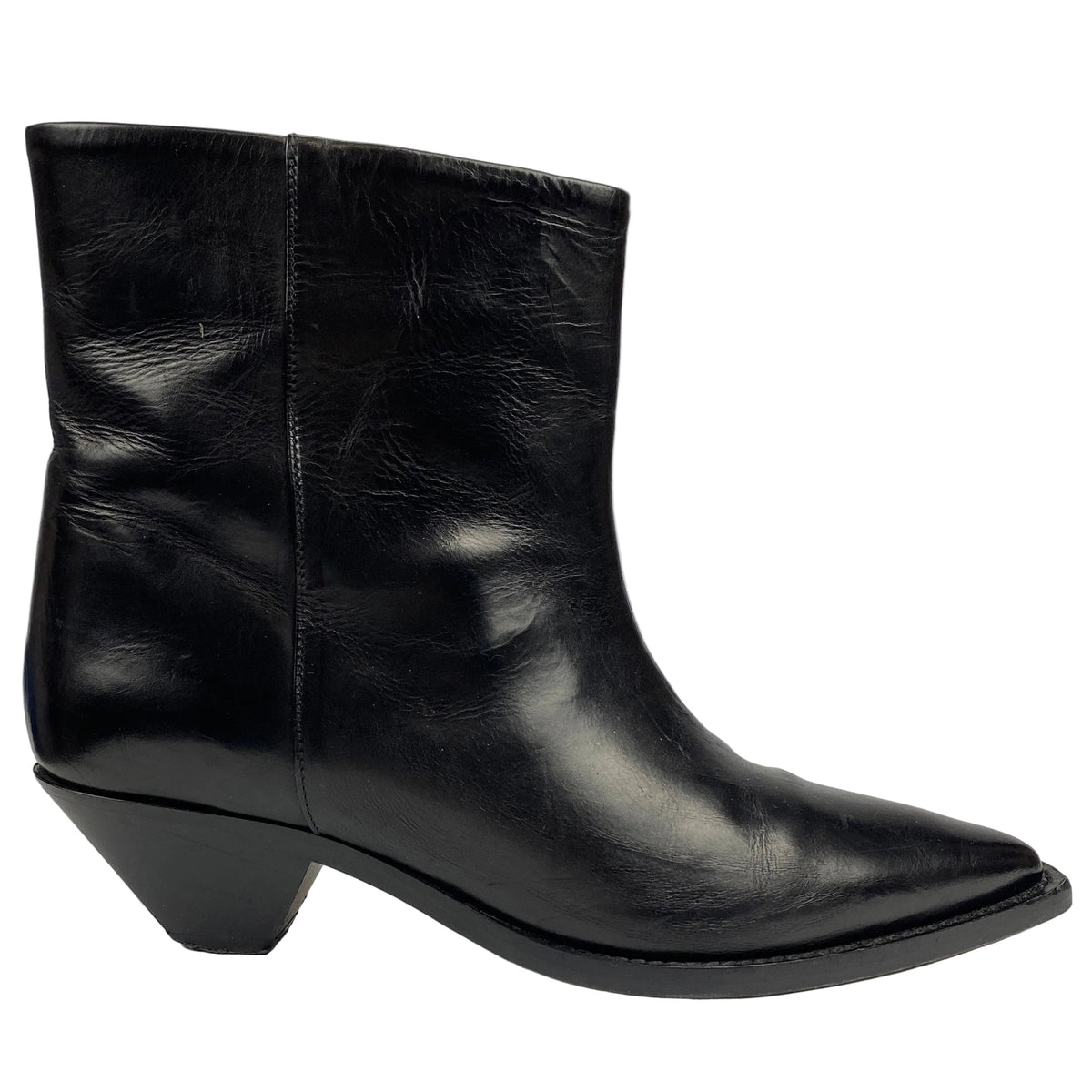 Isabel Marant Black Leather Western Ankle Boots 39