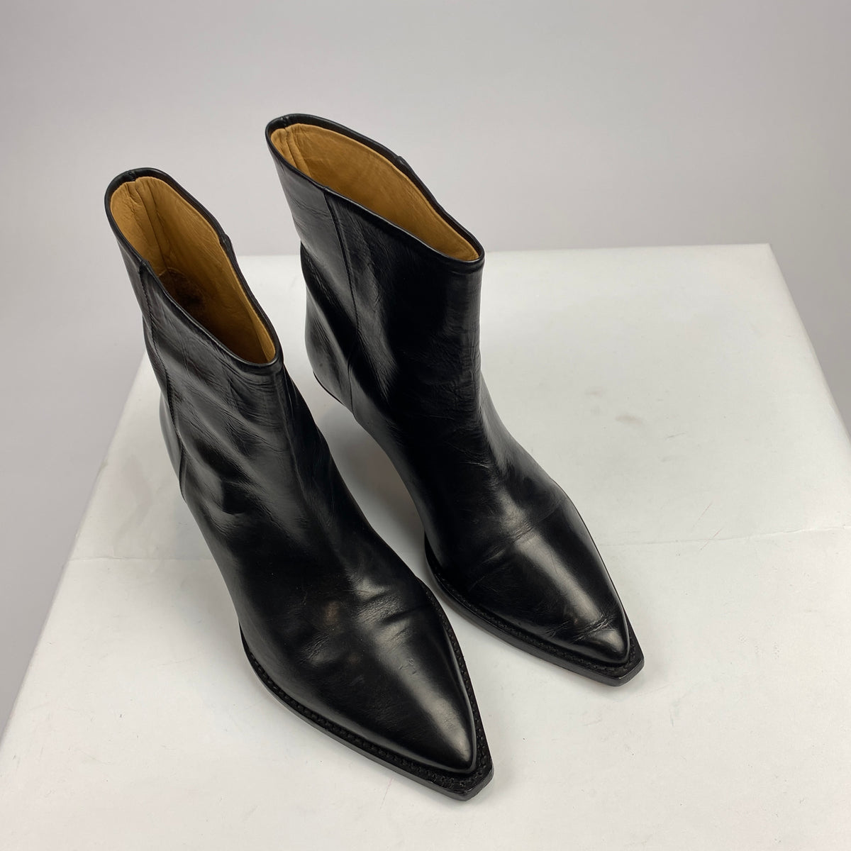 Isabel Marant Black Leather Western Ankle Boots 39