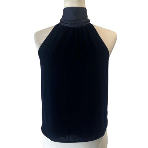 Me&Em Brand New £165 Navy Velvet Sleeveless Top XXS