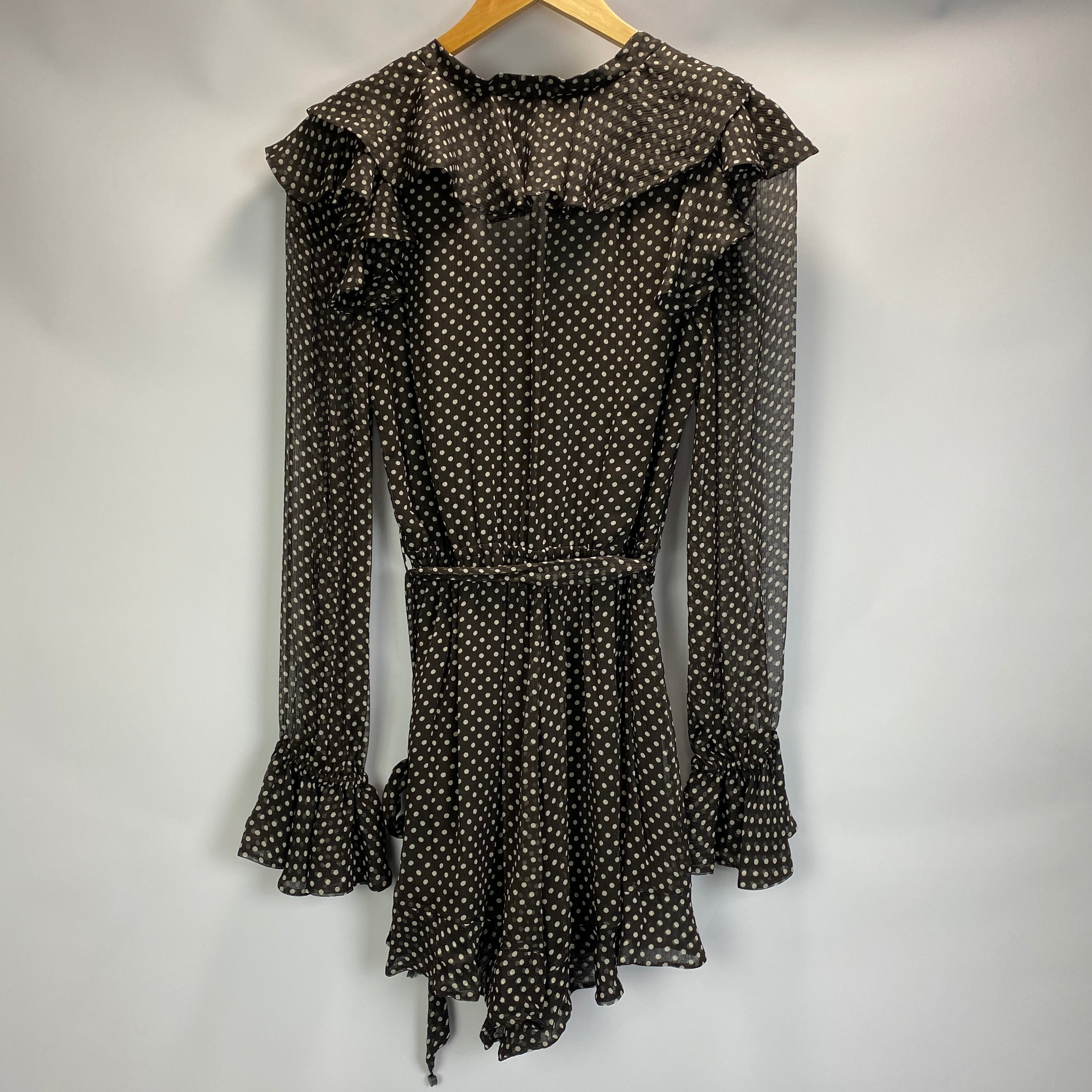 Zimmermann Smoke Polkadot Silk Chiffon Playsuit XS