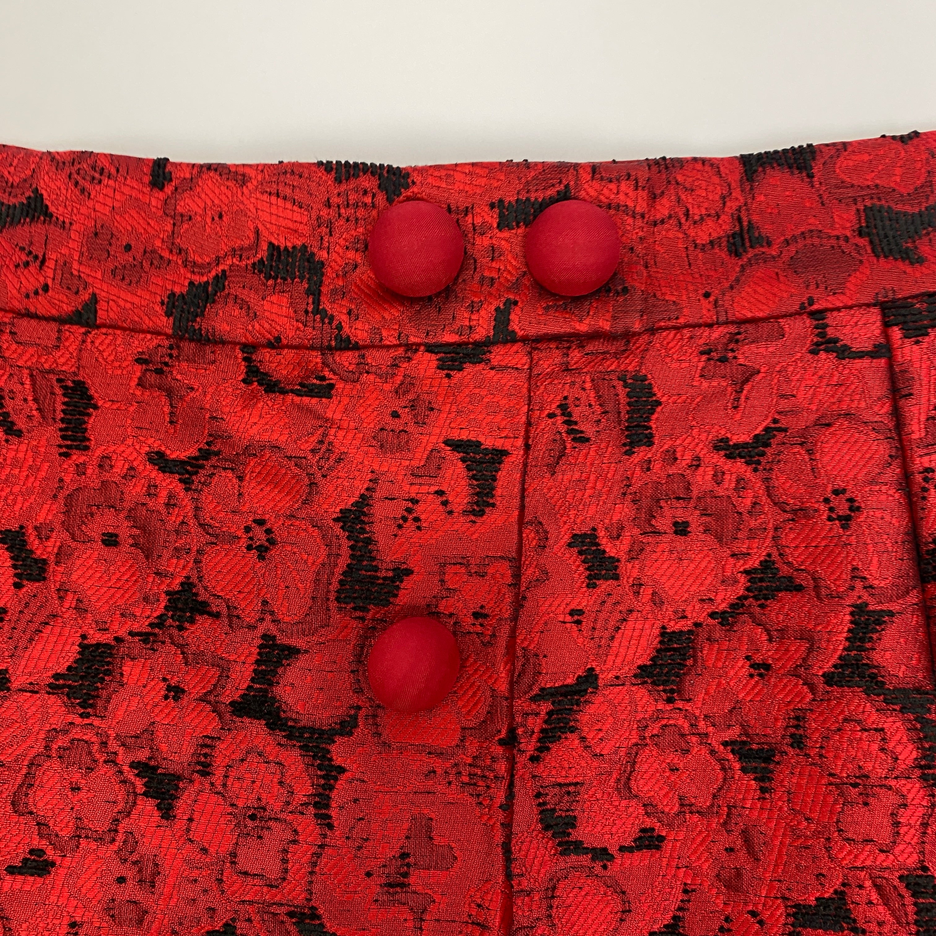 Dolce & Gabbana Ruby Jacquard A-Line Mini Skirt XS