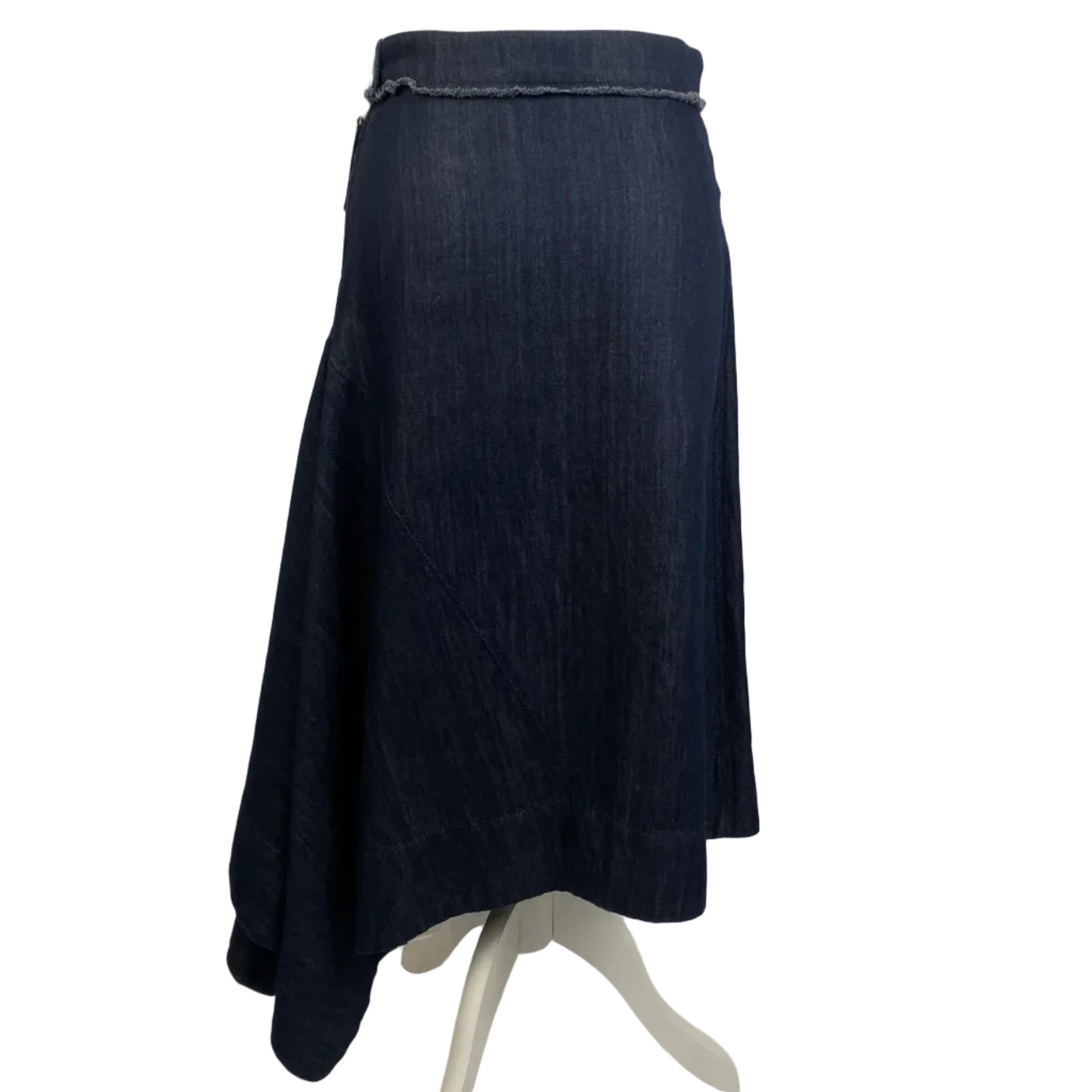 Marni Blue Denim Hankcherchief Hem Midi Skirt XS/S