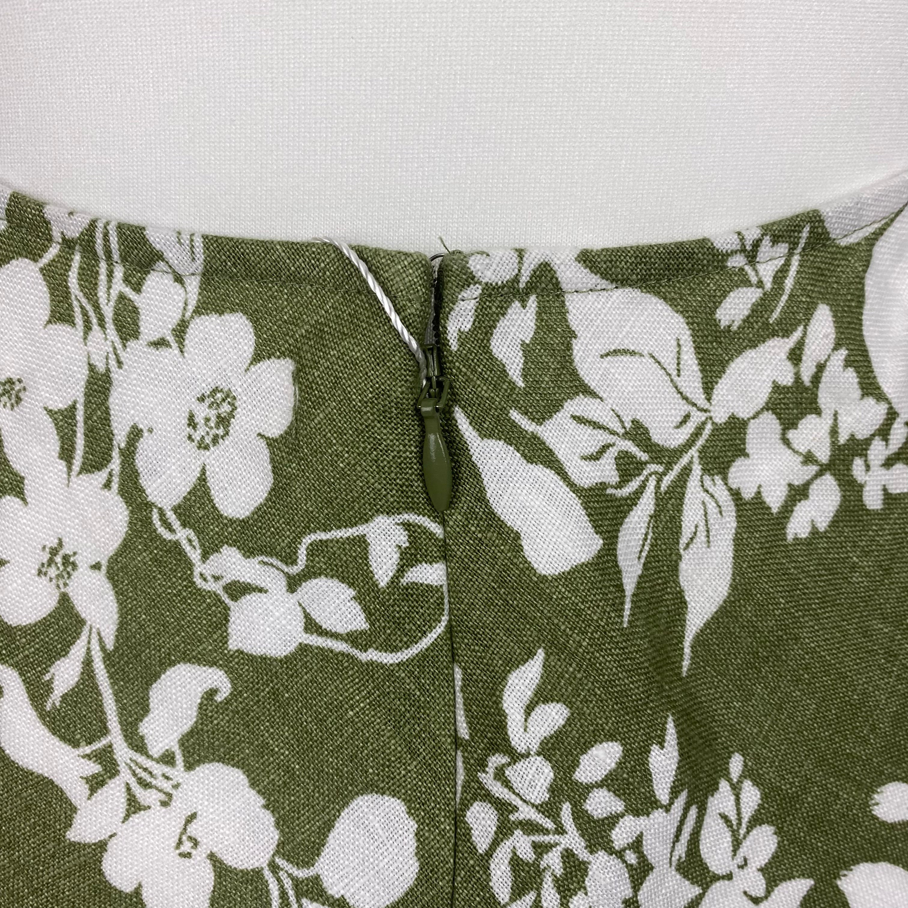 Reformation New £298 Green & Ivory Floral Linen Maxi Dress S