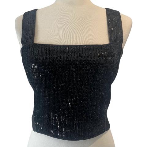 Me&Em Brand New Black Silk Blend Sequin Top S