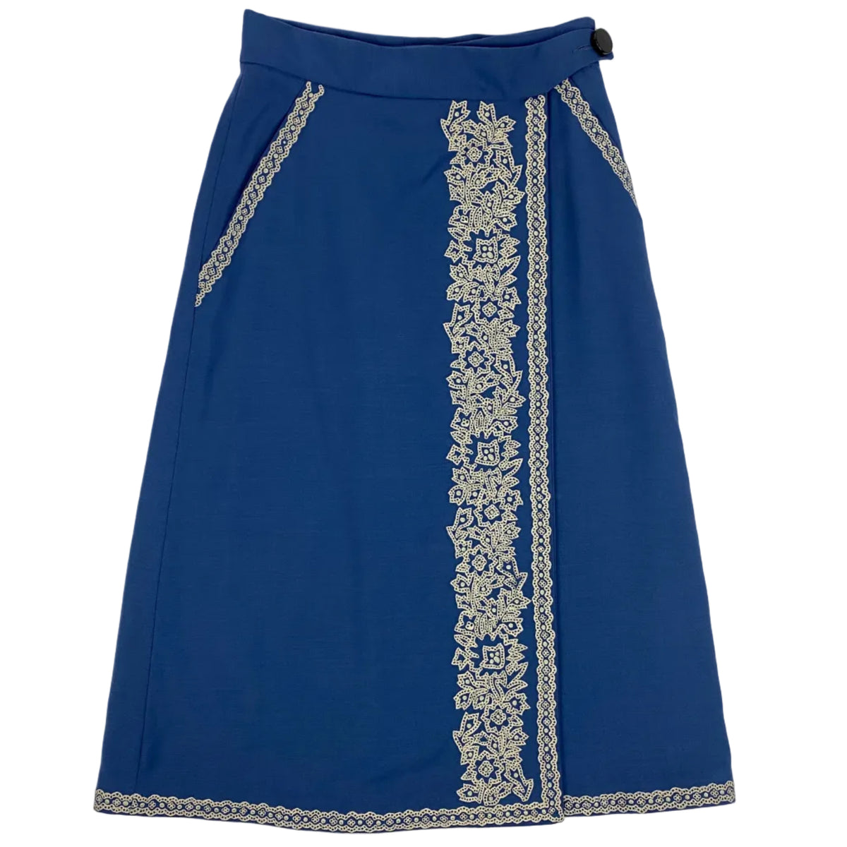 Vilshenko New Mid Blue Embroidered Wrap Maxi Skirt XS
