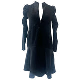 Me&Em Brand New Black Velvet Ruche Sleeve Swing Dress XXS