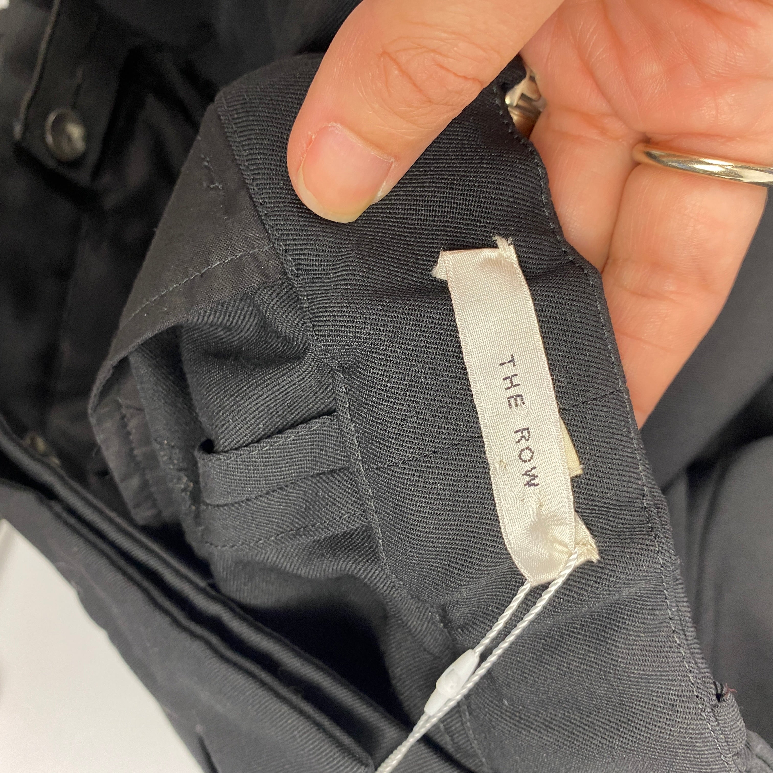 The Row £1000 Black Wool Gabardine Wide Leg Crop Pants L