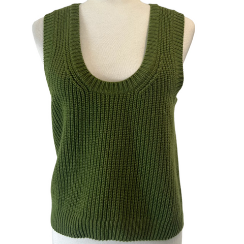 Me&Em Grass Green Wool & Cashmere Sleeveless Sweater XS