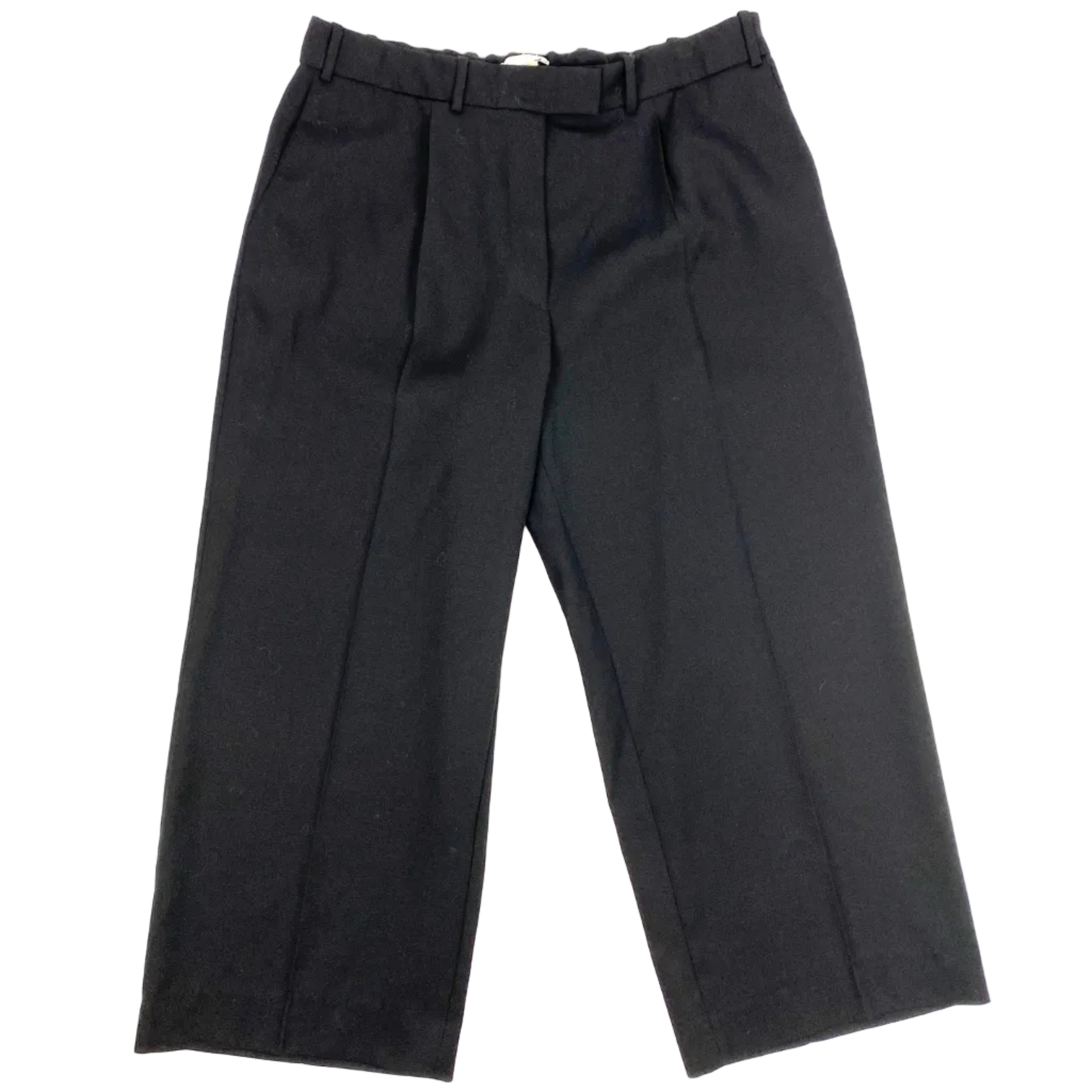 The Row £1000 Black Wool Gabardine Wide Leg Crop Pants L